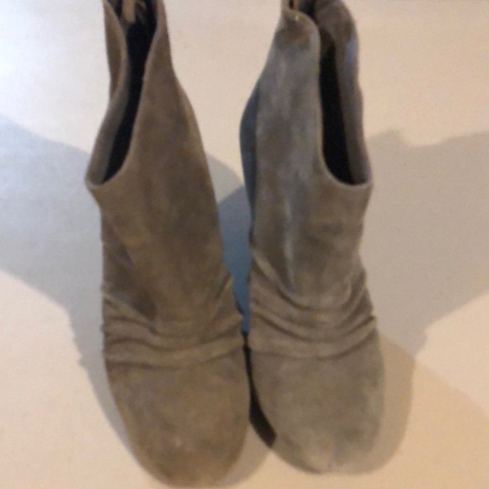 Grey wedge booties